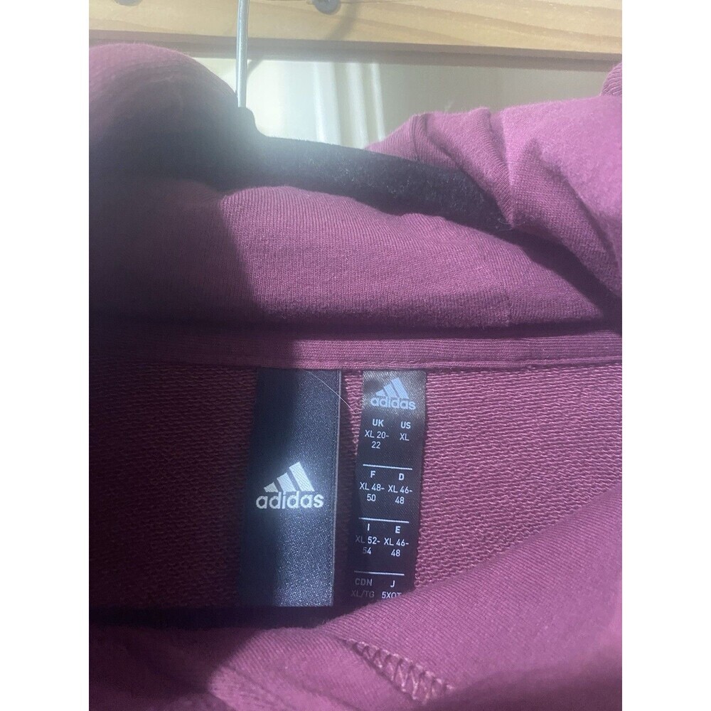 Adidas Purple Pullover Hoodie Cropped XL Relaxed Fit Logo Cotton Blend XL - Picture 2 of 3